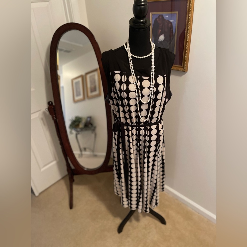 Marianne 3X black and polka dot dress